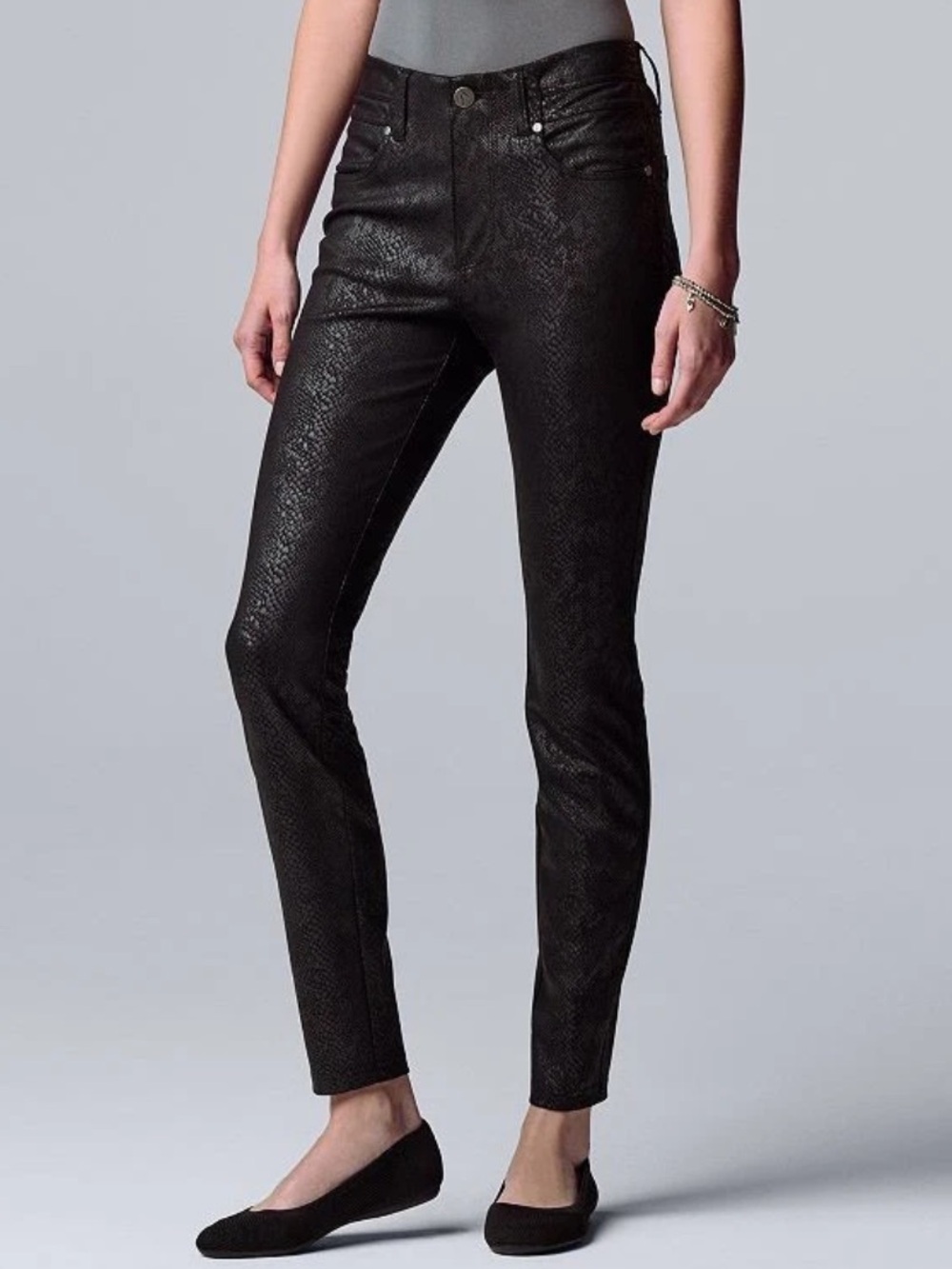 Simply Vera Wang Black Snake Print Polished Twill Pant size XL